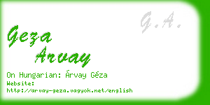 geza arvay business card