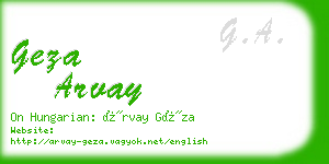 geza arvay business card